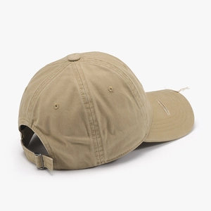 Casquette de baseball en coton kaki effet vieilli avec visière usée et boucle réglable