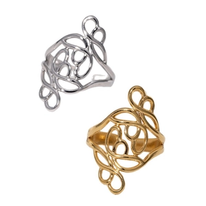 Anelli aperti in acciaio inossidabile traforato in finitura oro e argento donna