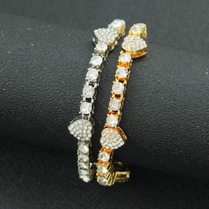 Hip hop style gold and silver bracelets with full rhinestones and heart-shaped crystals