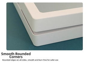 Macro detail of safe rounded edges on white PP jewelry display box without burrs