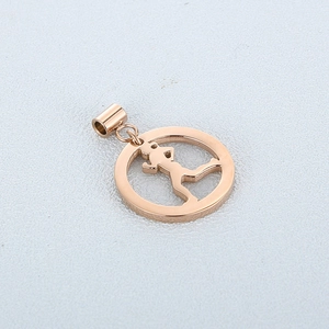 Pendentif de collier en acier inoxydable or rose avec motif de femme qui court