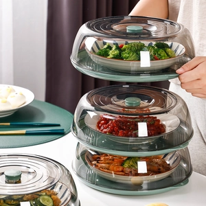Multi-layer transparent food covers with green handles for insulation and dust protection