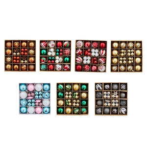Christmas ball ornament sets in assorted colors like gold red and blue for tree decoration