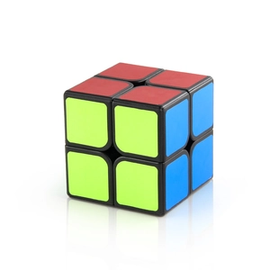 2x2 carbon fiber puzzle cube with vibrant stickers and smooth spring rotation mechanism