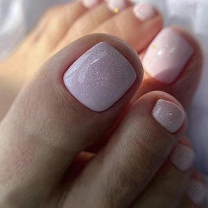Sparkling Glitter Toe Press On Nails Nude Pink Fashionable Ins Style Foot Nail Art Decoration Professional Beauty For Women
