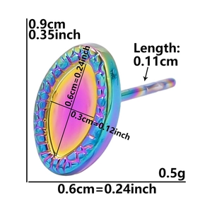 Rainbow gradient 304 stainless steel heart stud earring with 0.9cm size dimensions