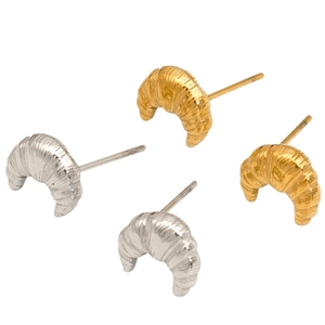 Lot de boucles d'oreilles croissant en acier inoxydable doré et argenté