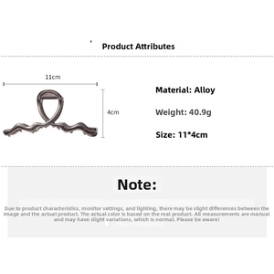 Detail view of wavy gunmetal hair claw clip with dimensions and technical specifications
