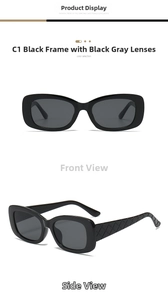 Detail view of square oversized sunglasses with quilted pattern temples in black finish