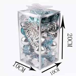Christmas decoration set with 32 blue and silver ornaments in 10x10x20cm size box
