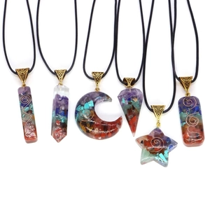 Orgonit Anhänger Halskette 7 Chakra Natürliche Edelsteine Harz Kupfer Spirale Reiki Heilung Schmuck