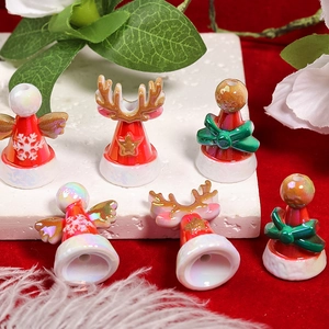 Christmas ceramic bead set with snowflake angel and reindeer horn for DIY jewelry making