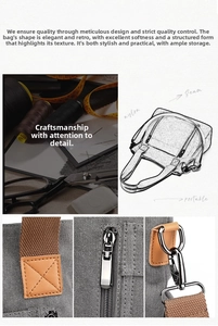 Detail of high-density canvas texture with metal zipper and reinforced tote strap
