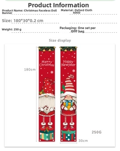 Detailed size specifications for 180x30cm Merry Christmas Oxford cloth door banners