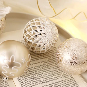 16-pack champagne gold and white Christmas balls ornaments set for tree holiday decor