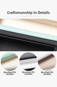 Macro detail of brushed PU leather material in various colors for jewelry tray display