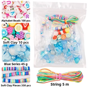 DIY charm kit featuring colorful acrylic beads, floral clay beads and gradient string pack