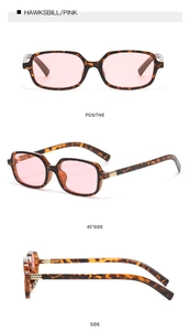 Stylische quadratische Sonnenbrille mit Schildpatt-Gestell und rosa Gläsern für Damen und Herren.