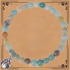 Natural Stone Beaded Bracelet With Alloy Ladybug Pendant Handmade Elastic Jewelry Gift For Graduation Remembrance