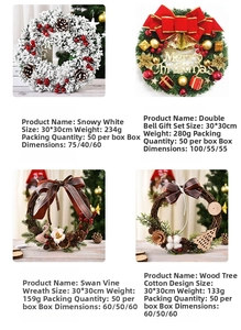 Detailed comparison of four 30cm Christmas wreaths with pine cones and festive ornaments