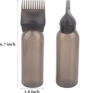 Grey 6.7 inch plastic hair dye bottles with comb and applicator tip for salon styling
