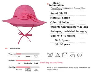 Größentabelle für Baby-Sonnenhut mit Blumendesign für das Alter von 6 Monaten bis 5 Jahren