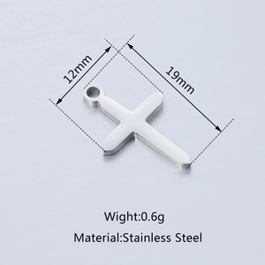 Mirror polished stainless steel cross pendant diy accessory 19x12mm size 0.6g weight