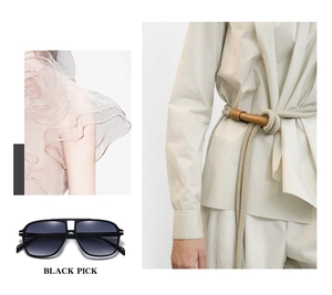 Detail of retro pilot sunglasses with double bridge and chic fashion accessories