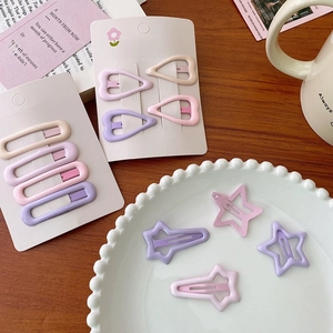 Süße Macaron-Haarspangen in Stern- und Herzform mit mattem Finish für Mädchen