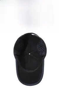 Detail view of winter baseball cap with fleece lining and quilted ear flaps for men