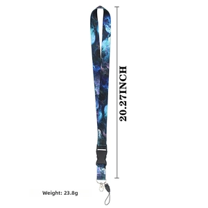 Starry sky pattern polyester neck lanyard with 20.27 inch length and metal lobster clasp