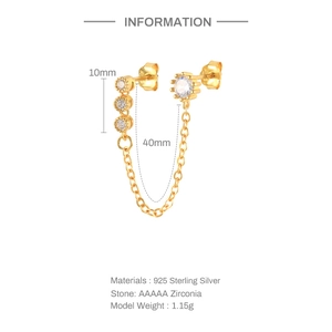 Detail specifications of 925 sterling silver tassel chain earrings with AAAAA zircon stones