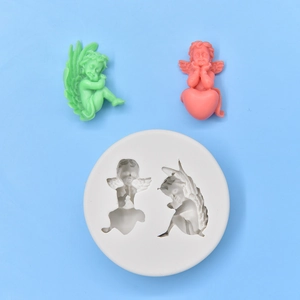 Stampo in silicone doppio angioletto per candele sapone e decorazioni fai-da-te