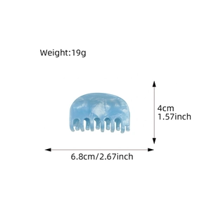 Blue marble texture medium acetate hair claw clip for women, size 6.8cm, weight 19g