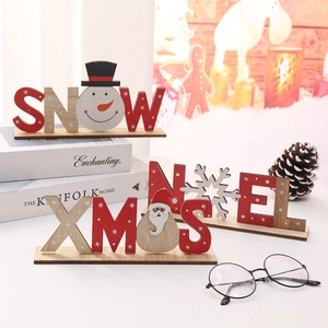 Décorations de table de Noël en bois avec lettrages SNOW, XMAS et NOEL pour la fête