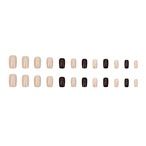 Nude and chocolate brown 24pcs press-on nails set with champagne glitter finish