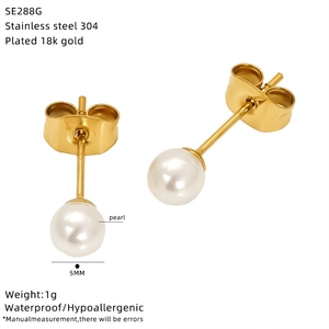 Detailed specs of 18k gold plated stainless steel 5mm pearl stud earrings