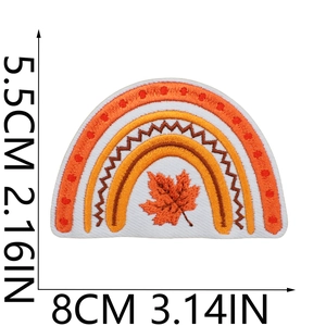 Rainbow and maple leaf embroidery patch for Thanksgiving scarves and sweaters