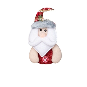 Christmas Santa Claus plush hanging ornament with red plaid hat and snowflake buttons