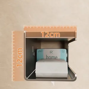 Wall-mounted champagne gold tissue box with widened and heightened internal storage space
