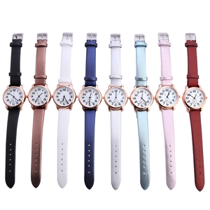 Detailed collection of elegant women quartz watches with colorful textured leather straps