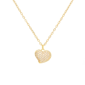 Elegant gold heart necklace for women featuring a minimalist pave-set sparkling heart pendant