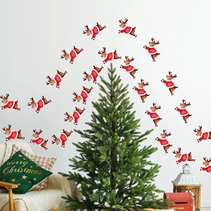 Stickers muraux de Noël avec rennes volants et décoration festive pour chambre à coucher