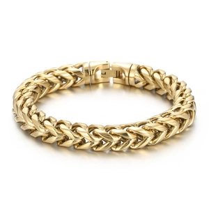Golden dragon bone chain bracelet with wheat pattern weave and secure box clasp