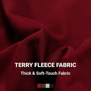 Women's high waist loose wide-leg joggers in thick burgundy soft french terry fabric