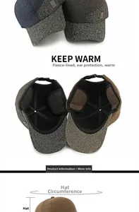 Detailansicht der Winter-Basecap mit Fleece-Futter und faltbarem Ohrenschutz-Design