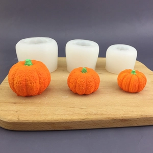 Set of 3D pumpkin silicone molds in three sizes for DIY chocolate and candle making