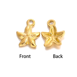 Front and back detail of gold-finished starfish metal pendant for DIY jewelry making