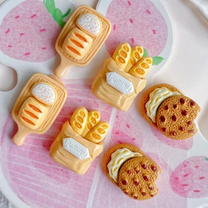Cute resin miniature bread and chocolate cookie charms for DIY crafts and accessories