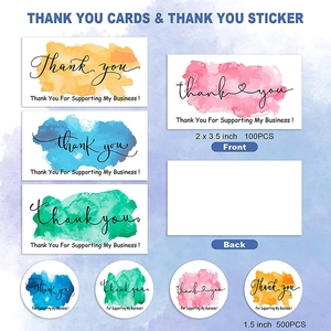 Watercolour Thank You sticker set with 100 cards and 500 stickers for small business